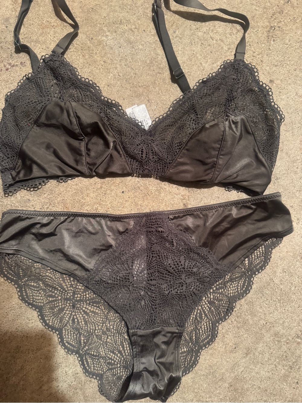 Banana Republic Black Satin & Lace Bralette Set